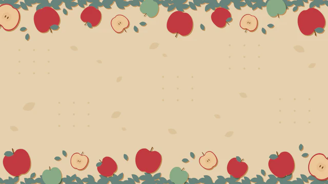 りんごと葉っぱ柄の背景(5種)のサムネイル１枚目