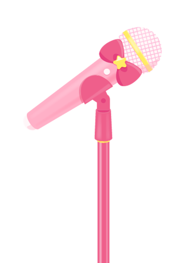 アイドル風のマイクのイラスト素材(星とリボン)のサムネイル１枚目