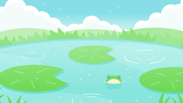 池とカエルの背景(5種)のサムネイル２枚目