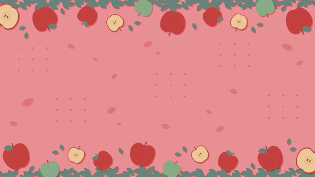 りんごと葉っぱ柄の背景(5種)のサムネイル２枚目