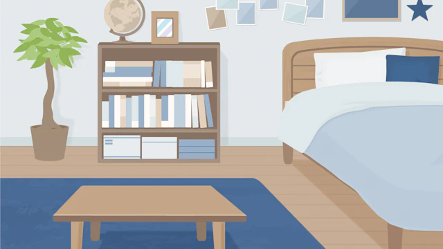 おしゃれなブルー系の部屋の背景素材のサムネイル１枚目