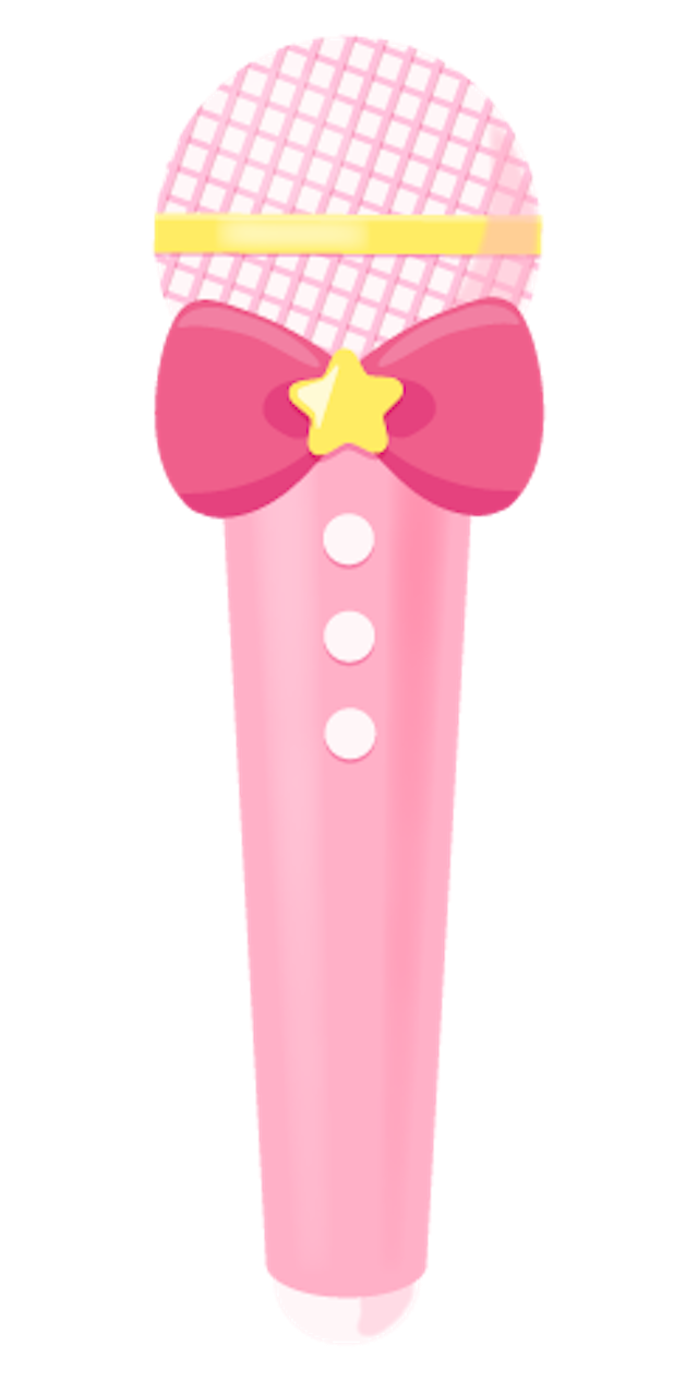 アイドル風のマイクのイラスト素材(星とリボン)のサムネイル２枚目
