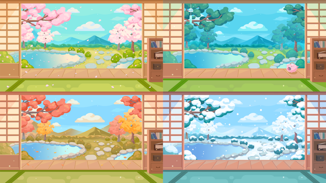 動く縁側背景(春夏秋冬/4種)のサムネイル１枚目