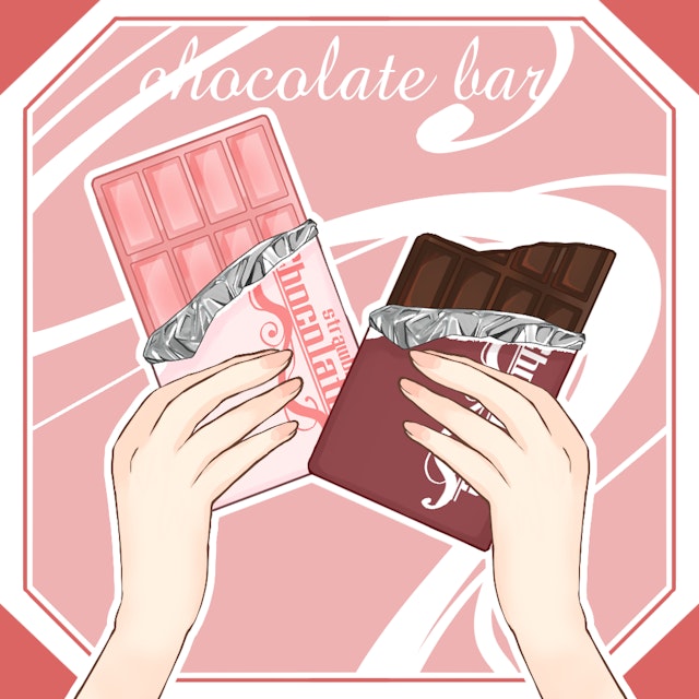 【フリー素材】板チョコレートを持つ手【ミルクチョコ/苺チョコ】のサムネイル１枚目