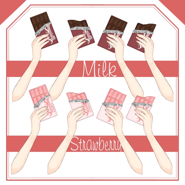 【フリー素材】板チョコレートを持つ手【ミルクチョコ/苺チョコ】のサムネイル２枚目